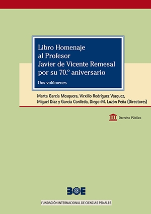 LIBRO HOMENAJE AL PROFESOR JAVIER DE VICENTE REMESAL POR SU 70. ANIVERSARIO